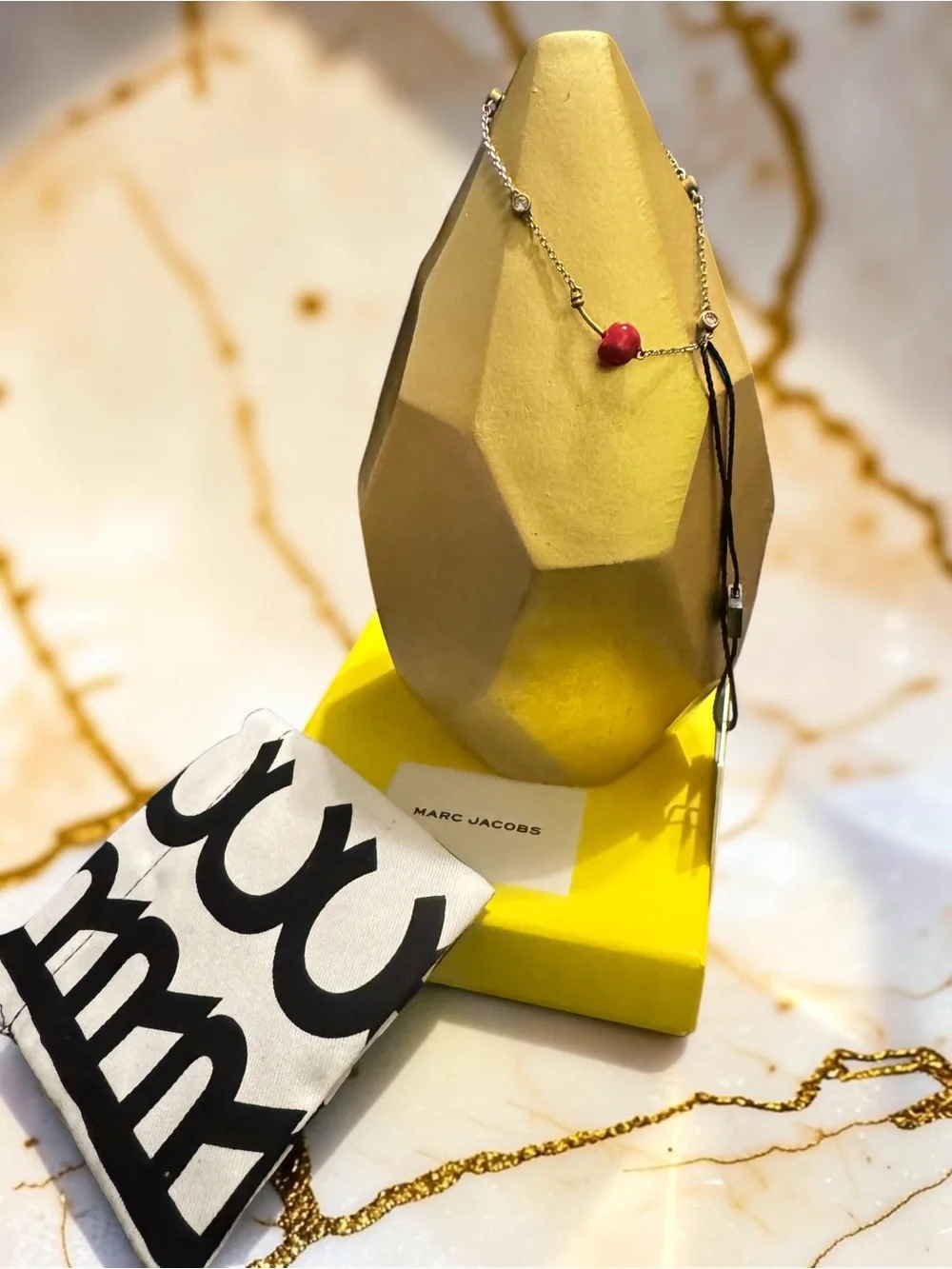 NWT Marc Jacobs Cherry Bracelet Silver Gold Red Crystal Box $88